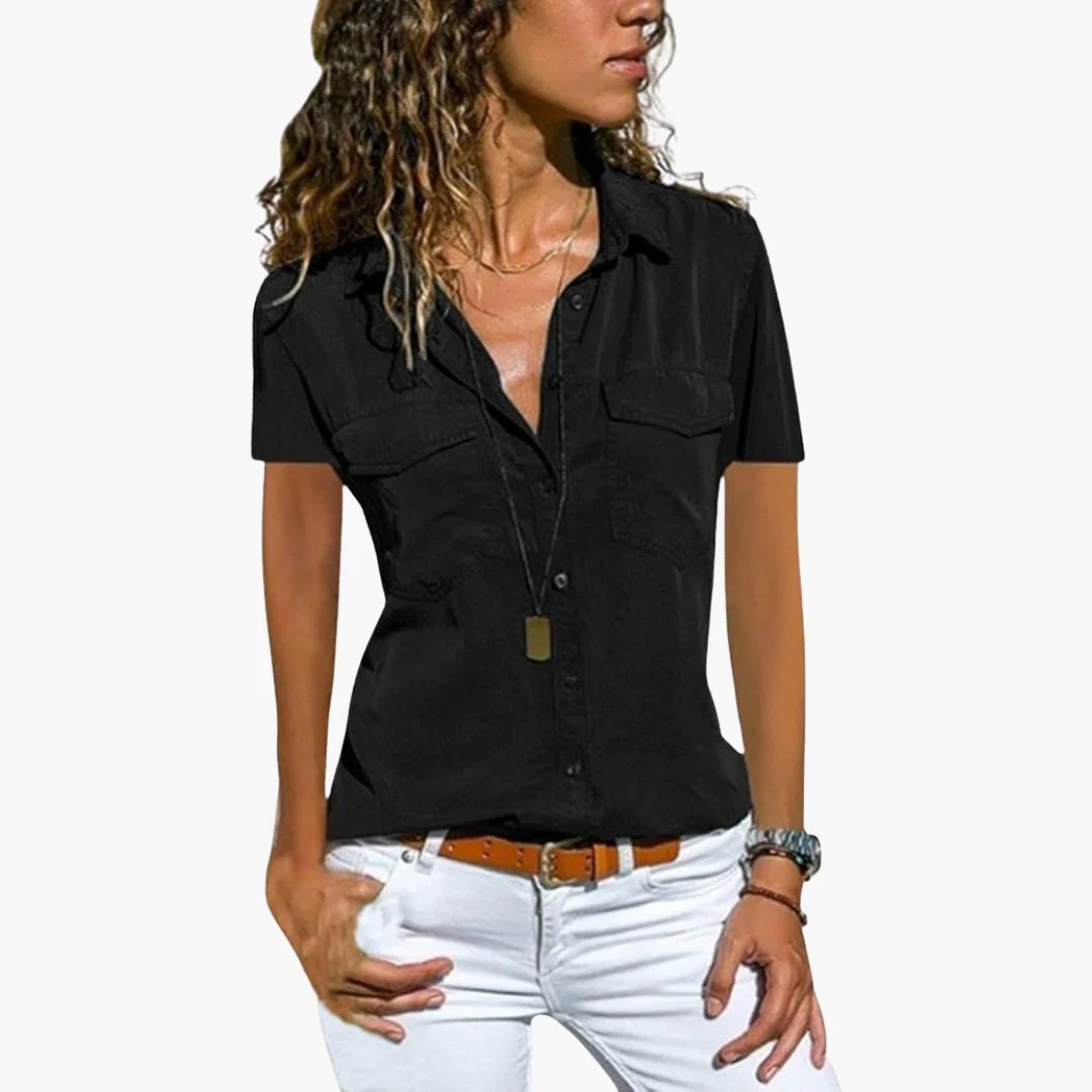 Damen Hemd Mit Knopfleiste Kurzarm Sommerbluse - Image 6