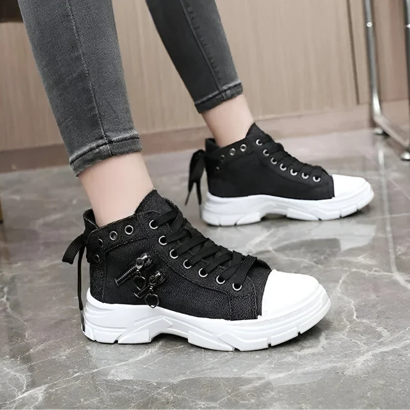 Damen High-Top Sneaker – Jeansblau mit Reißverschluss - Image 10