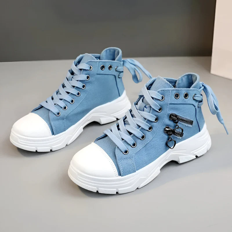 Damen High-Top Sneaker – Jeansblau mit Reißverschluss - Image 2