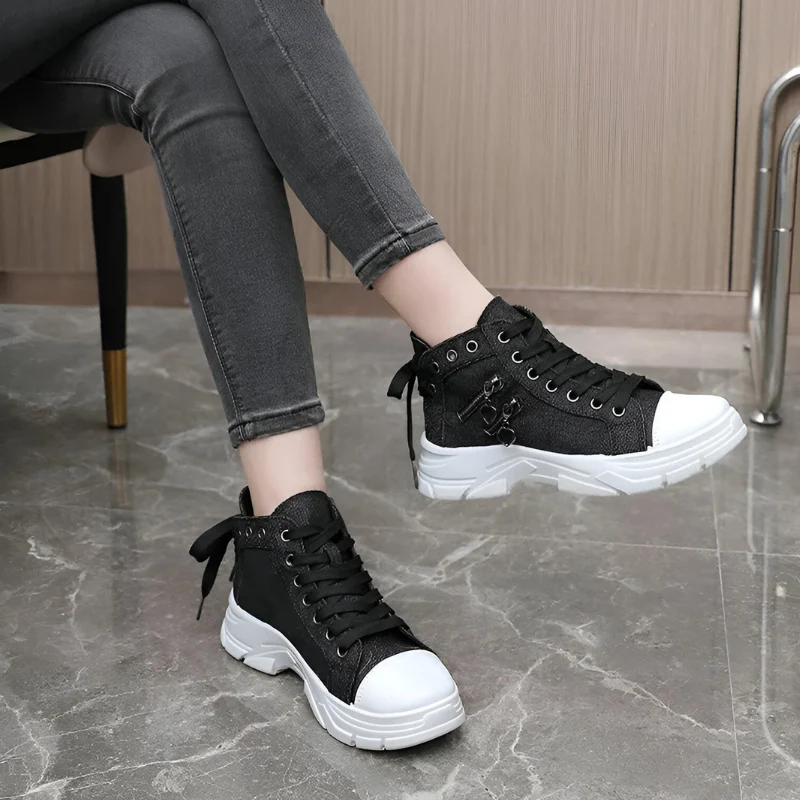 Damen High-Top Sneaker – Jeansblau mit Reißverschluss - Image 3