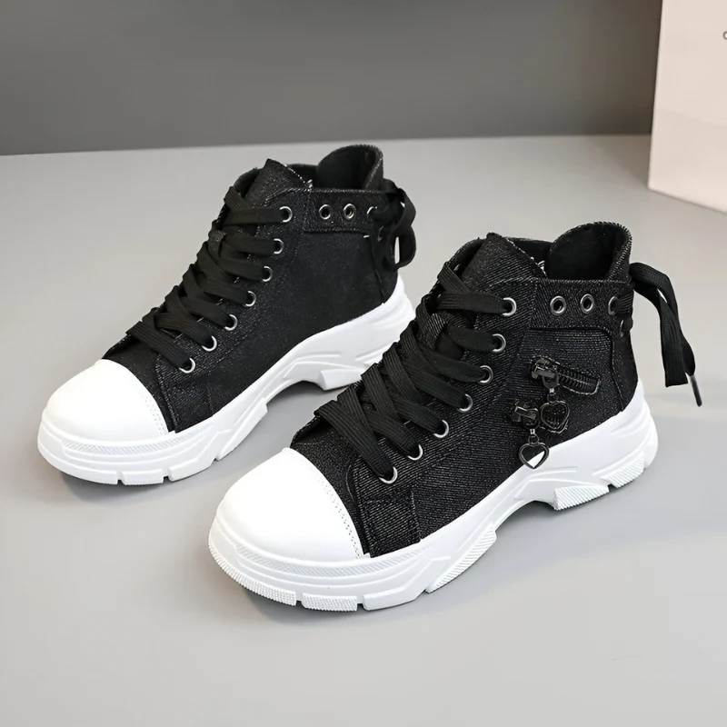 Damen High-Top Sneaker – Jeansblau mit Reißverschluss - Image 4