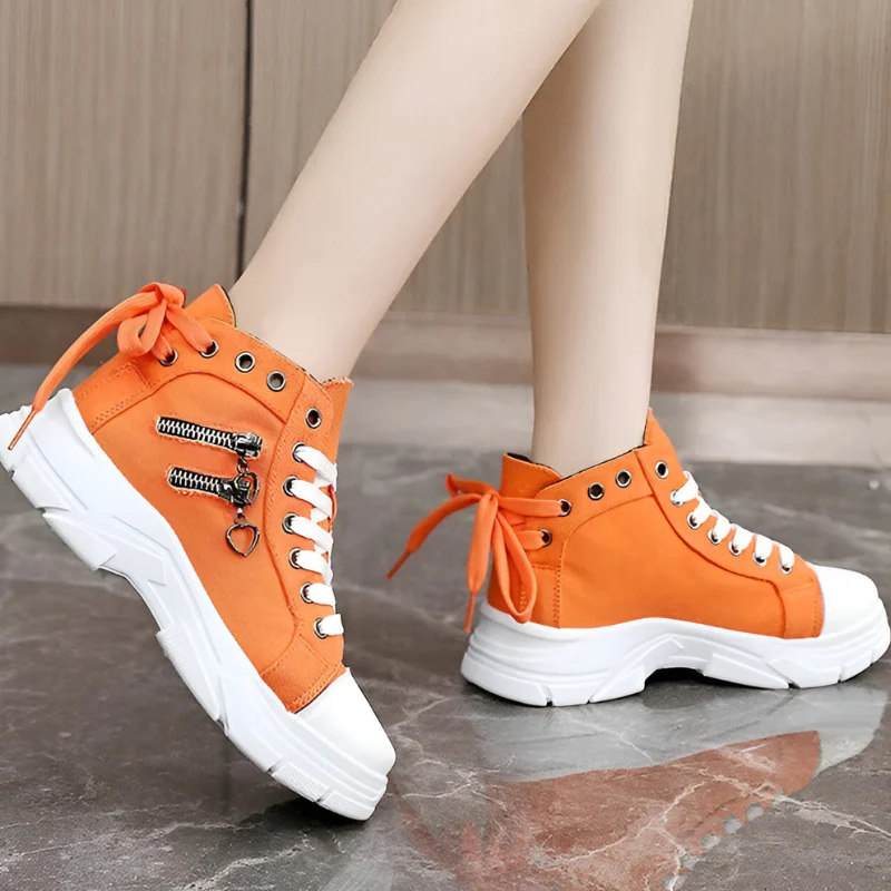 Damen High-Top Sneaker – Jeansblau mit Reißverschluss - Image 8