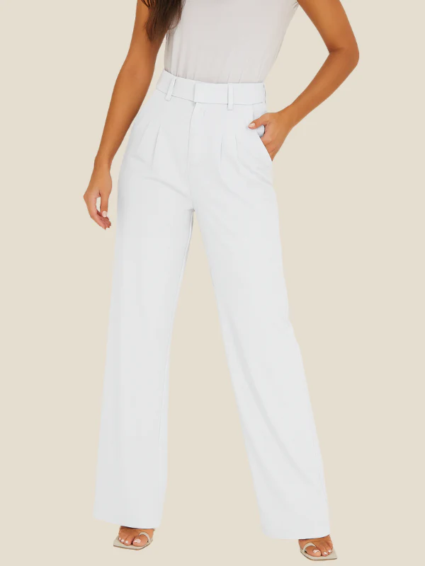Damen Hochtaillierte Hose mit Weitem Bein – Stylische Freizeithose für jeden Anlass - Image 2