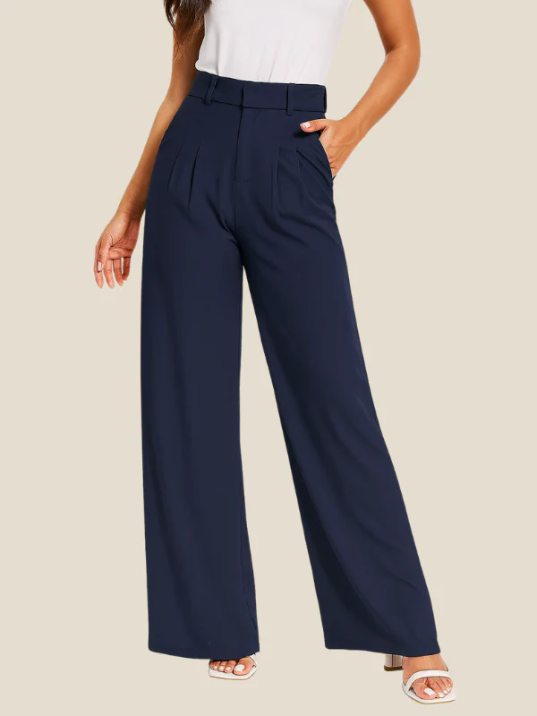 Damen Hochtaillierte Hose mit Weitem Bein – Stylische Freizeithose für jeden Anlass - Image 3