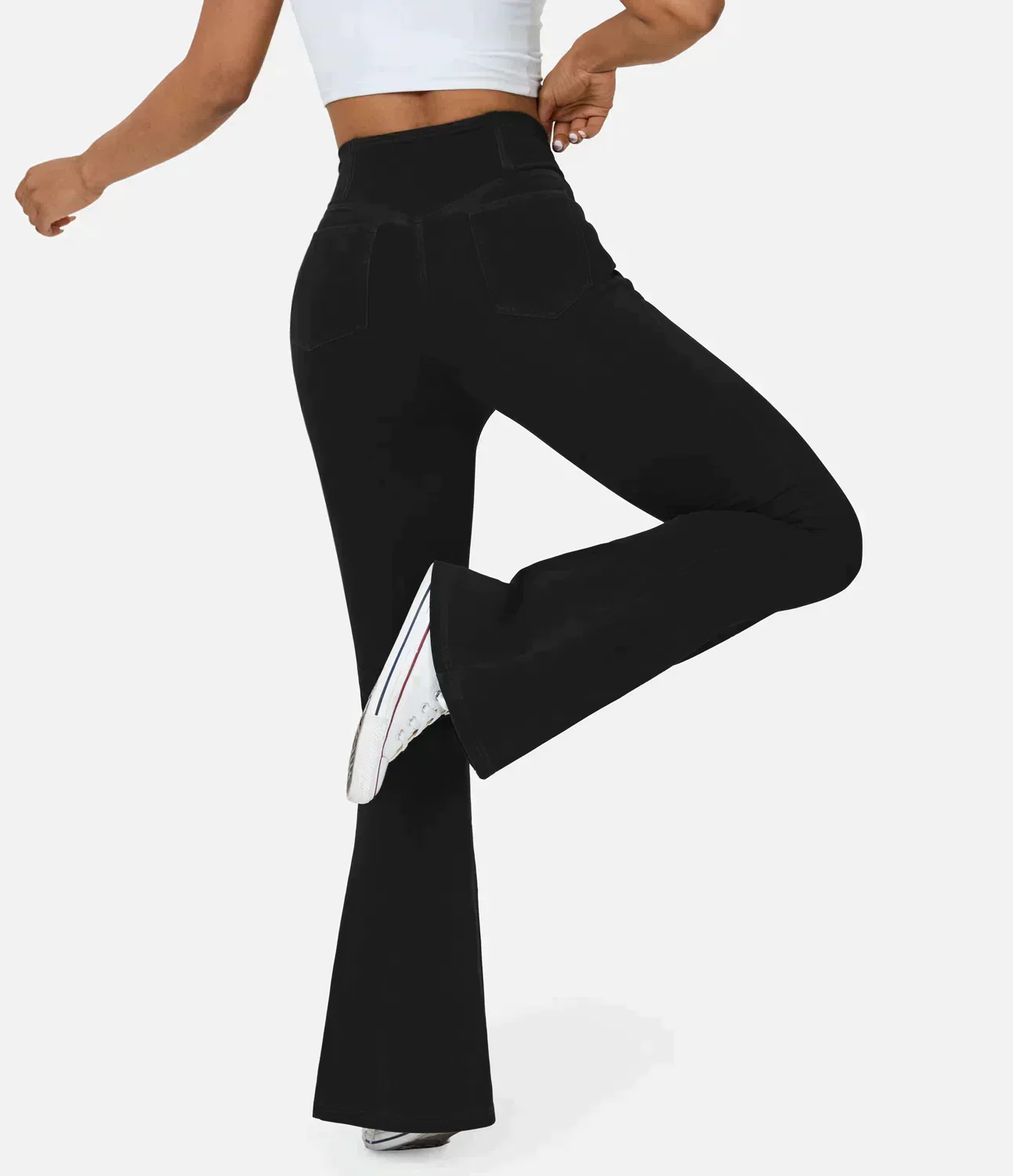 Damen-Hochtaillierte Retro-Flare-Hose mit Überkreuzbund - Image 11
