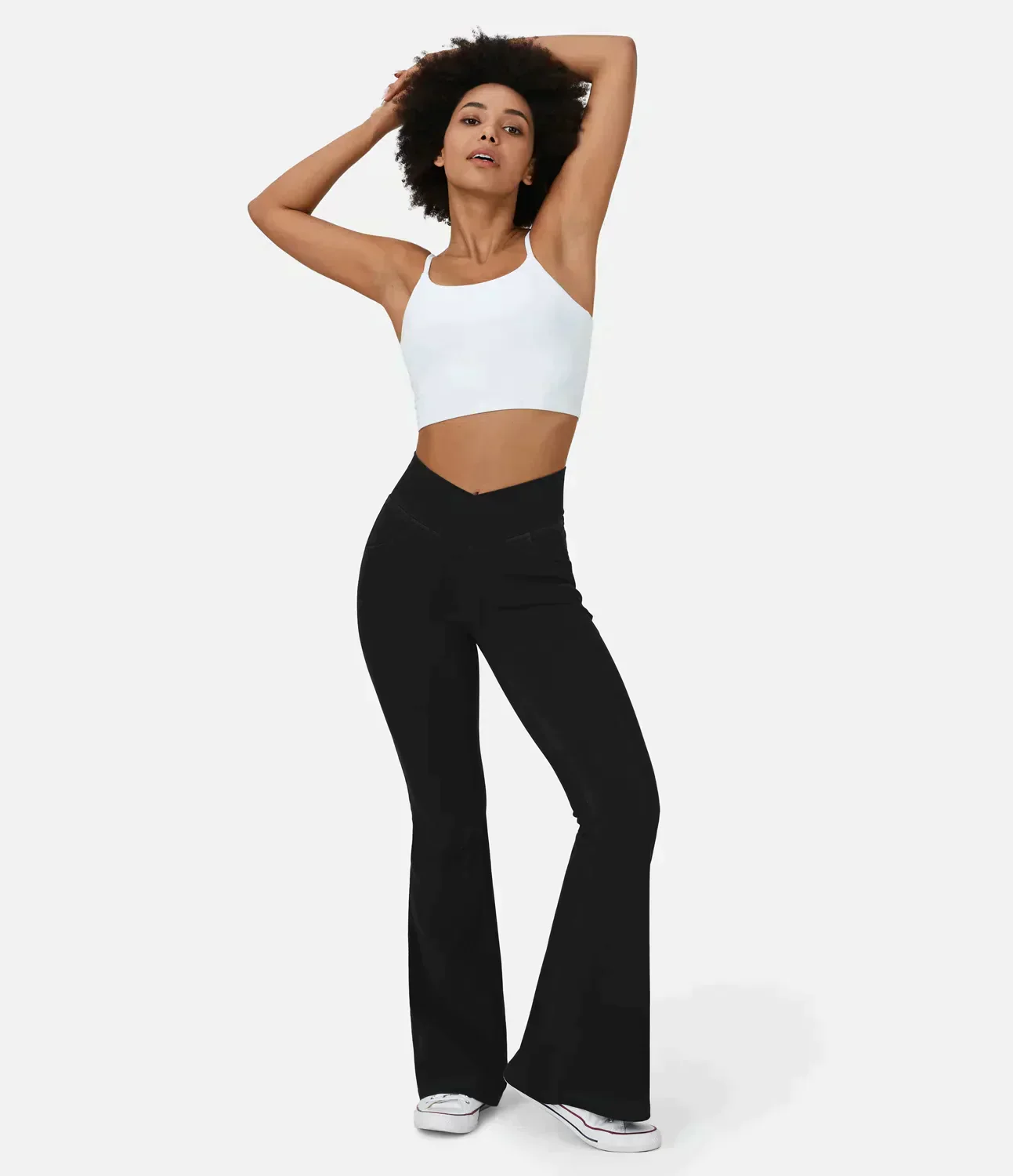 Damen-Hochtaillierte Retro-Flare-Hose mit Überkreuzbund - Image 17