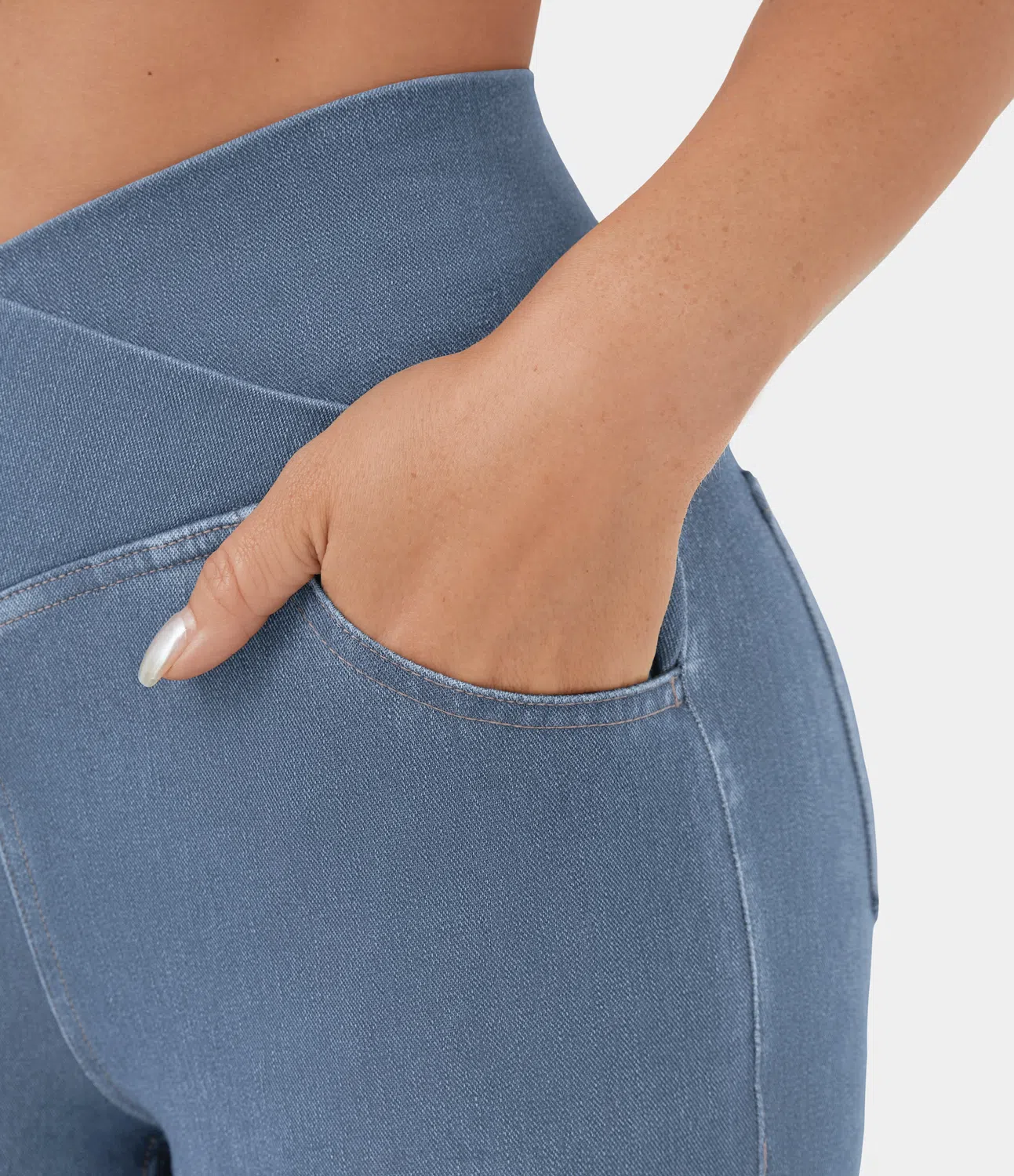 Damen-Hochtaillierte Retro-Flare-Hose mit Überkreuzbund - Image 4