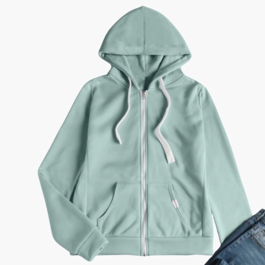 Damen Hoodie mit Frontreißverschluss und Kängurutasche - Image 4