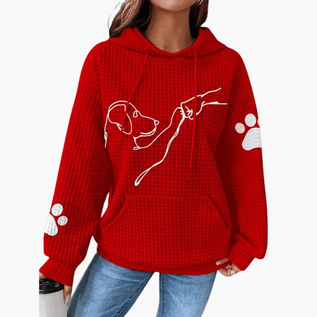 Damen Hoodie mit Hundemotiv und Kängurutasche - Image 4