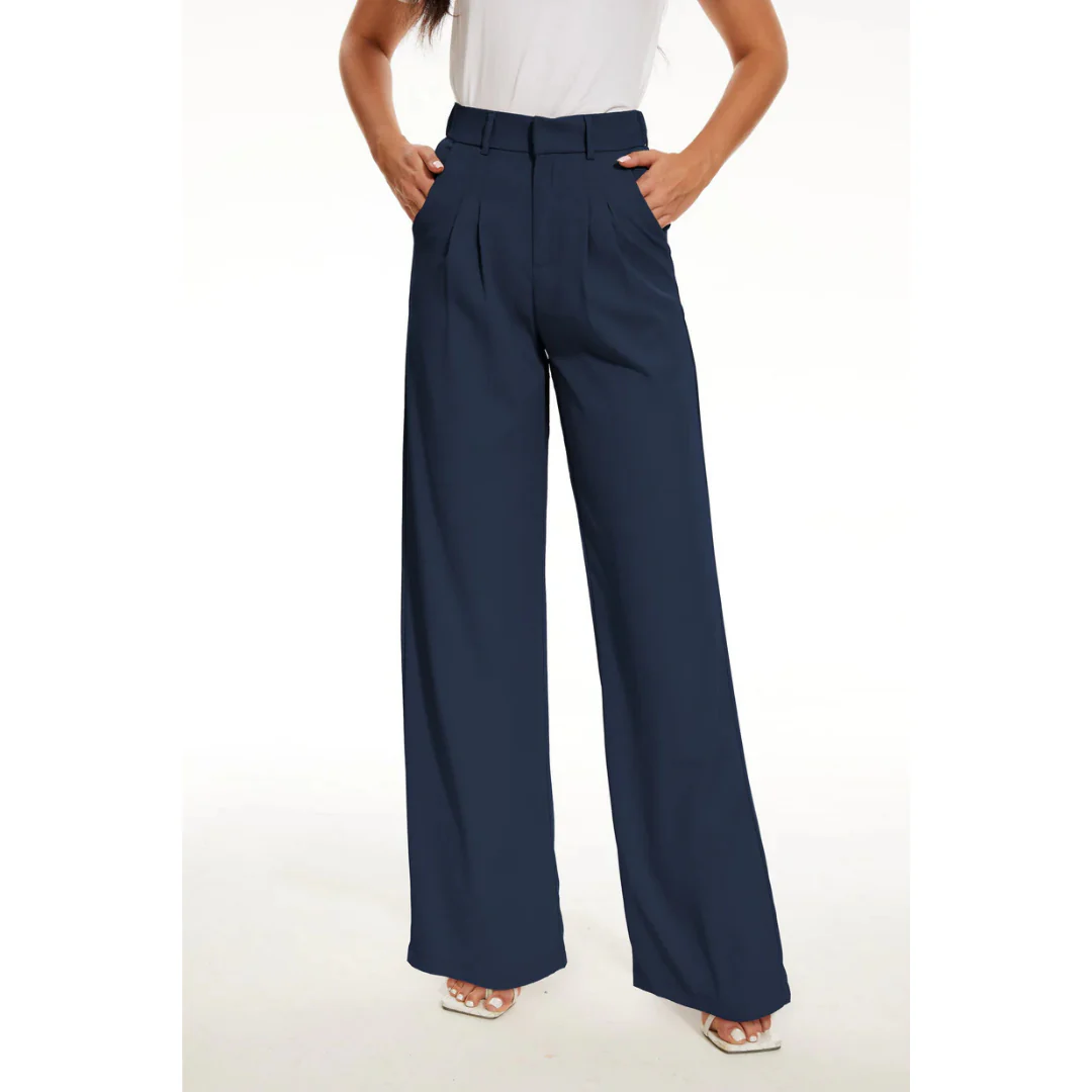 Damen-Hose mit Hoher Taille | weite Beinführung - Image 2