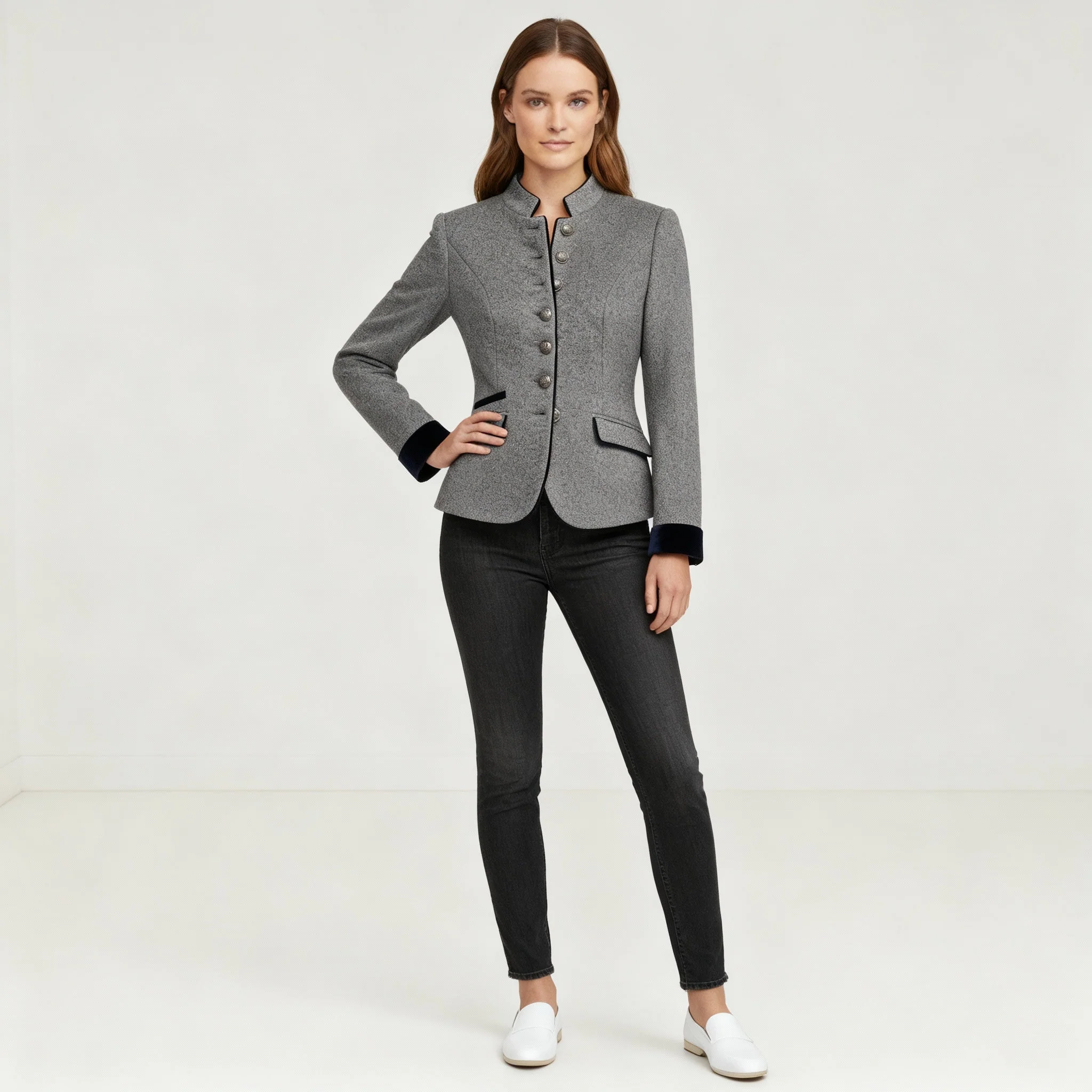 Damen Jacke | kastig geschnittene Jacke mit Mehrknopfverschluss - Image 2