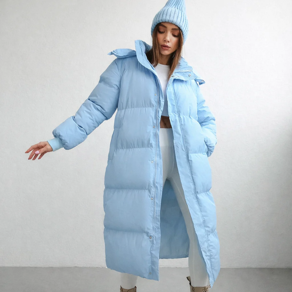 Damen Jacke | lange Ausführung mit Kapuze und Frontverschluss - Image 2