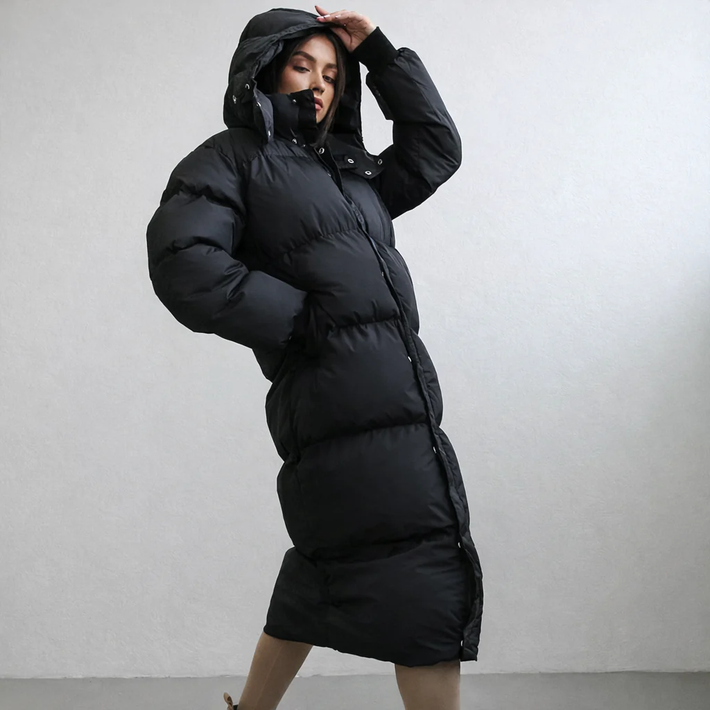 Damen Jacke | lange Ausführung mit Kapuze und Frontverschluss - Image 3