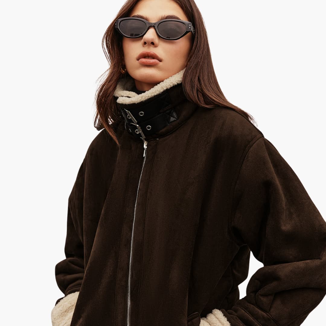 Damen jacke mit breitem Kragen und Reißverschluss - Image 3