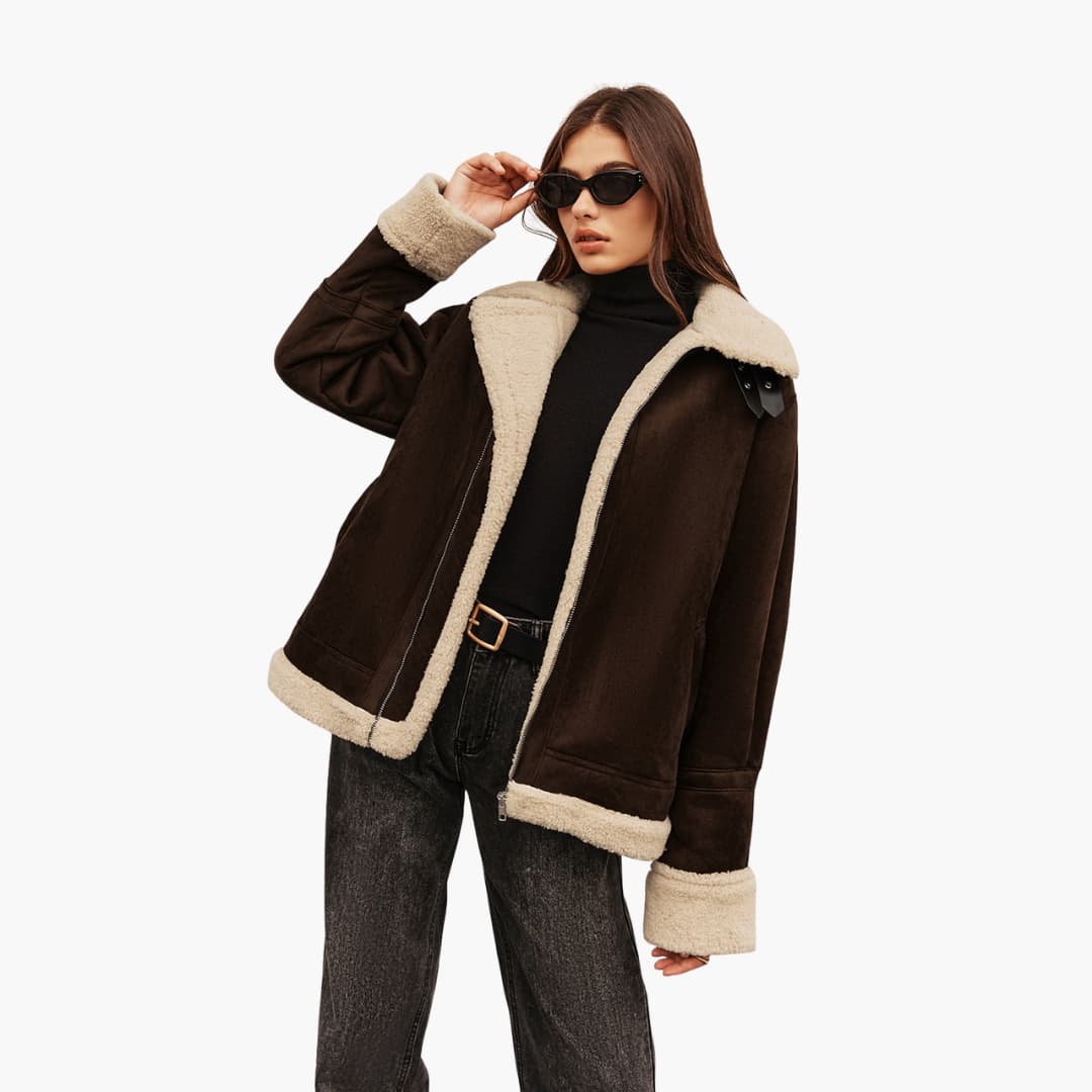 Damen jacke mit breitem Kragen und Reißverschluss - Image 6