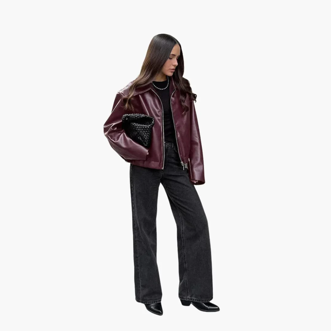 Damen jacke mit Frontreißverschluss und breitem Kragen - Image 3