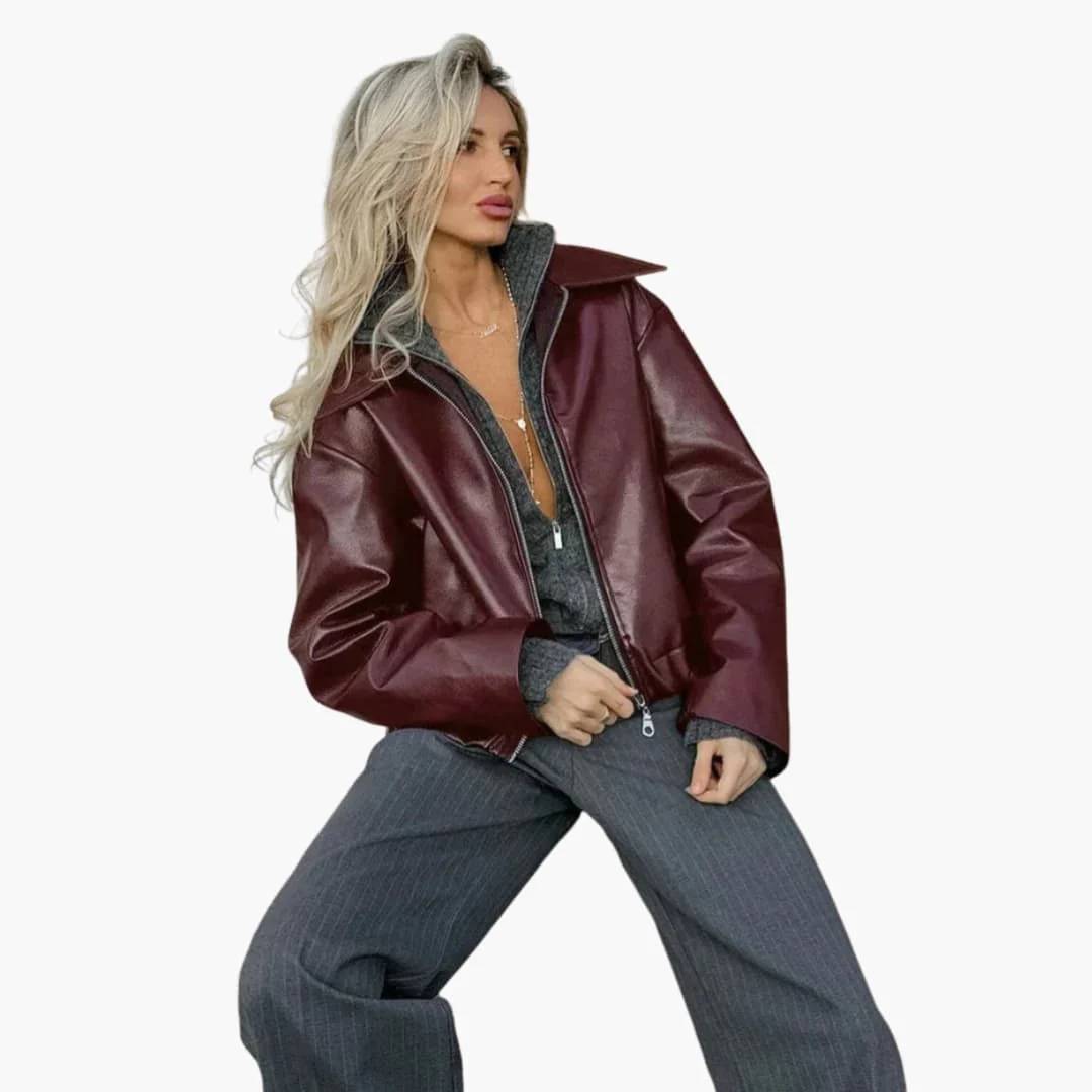 Damen jacke mit Frontreißverschluss und breitem Kragen - Image 4