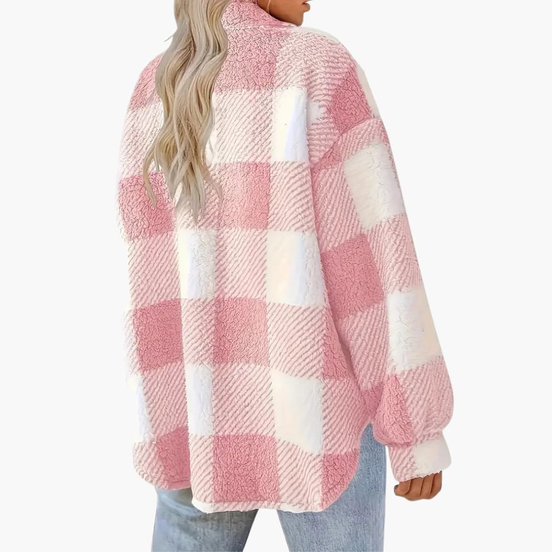 Damen jacke mit Karomuster und Knopfverschluss - Image 3