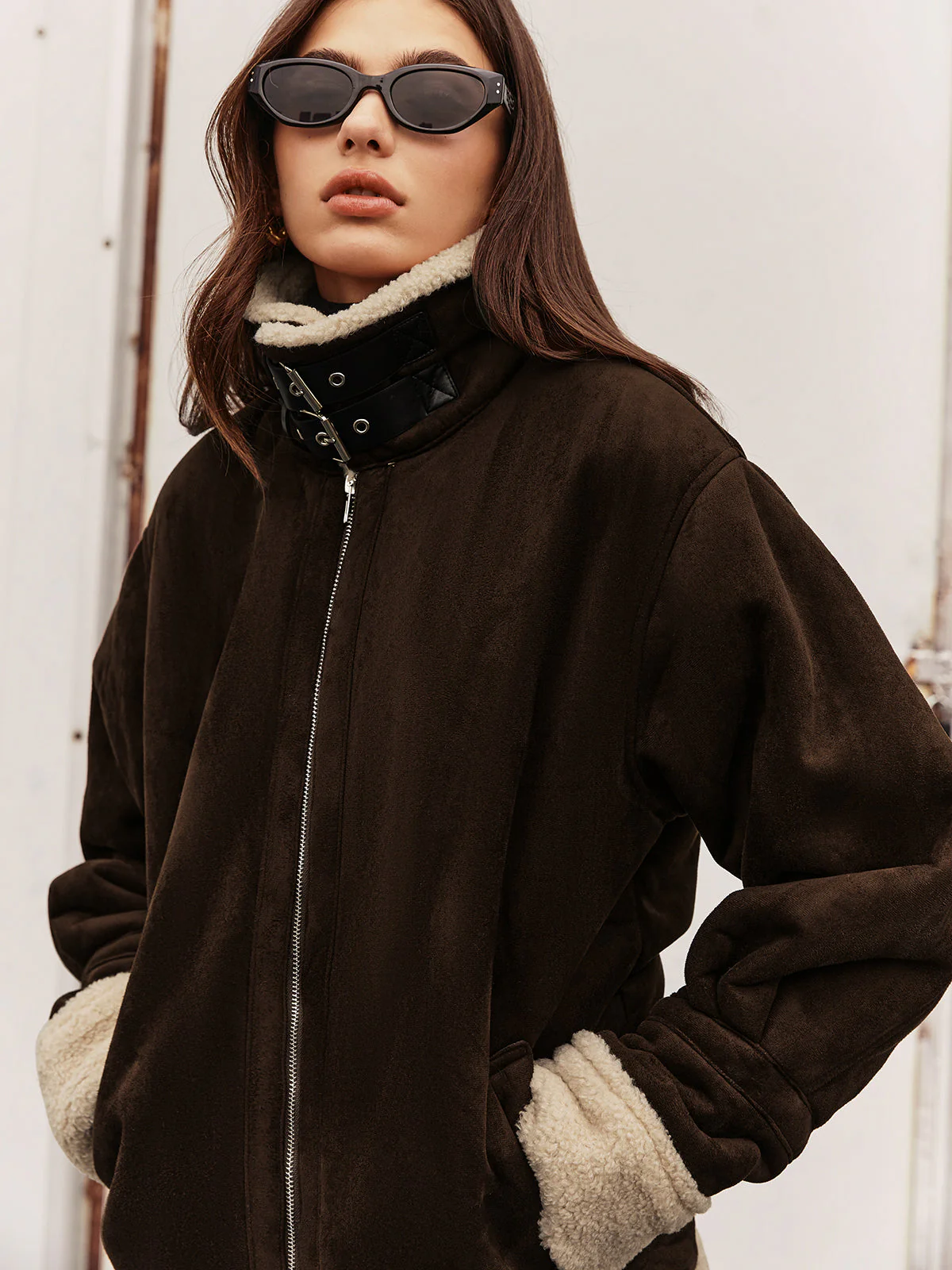 Damen Jahrgang Fleece Jacke | Braun - Image 3