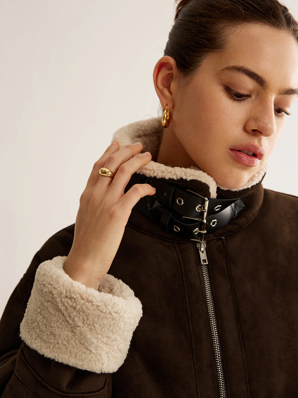 Damen Jahrgang Fleece Jacke | Braun - Image 4