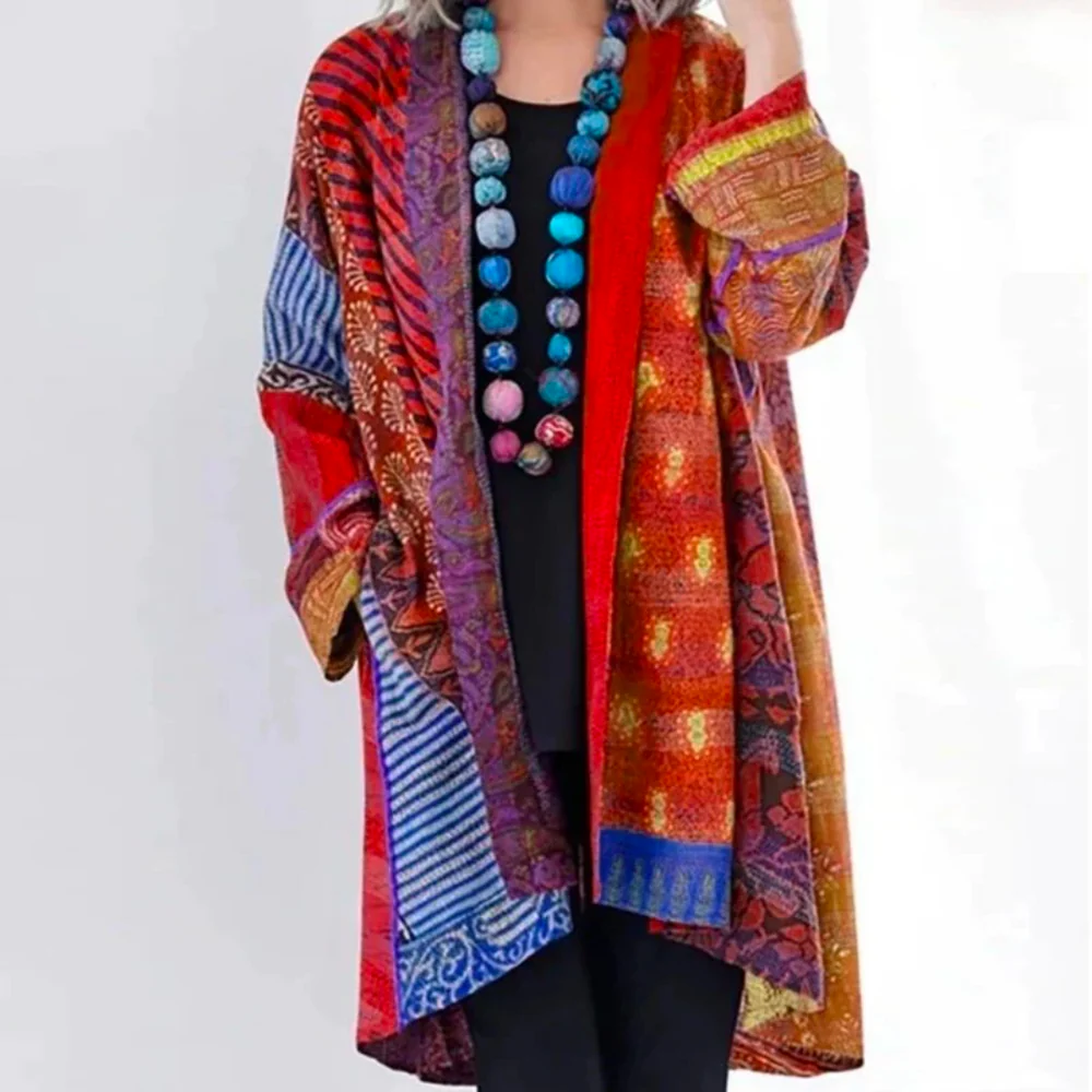 Damen Jahrgang Mehrfarbig Strickjacke | Lässig - Image 2