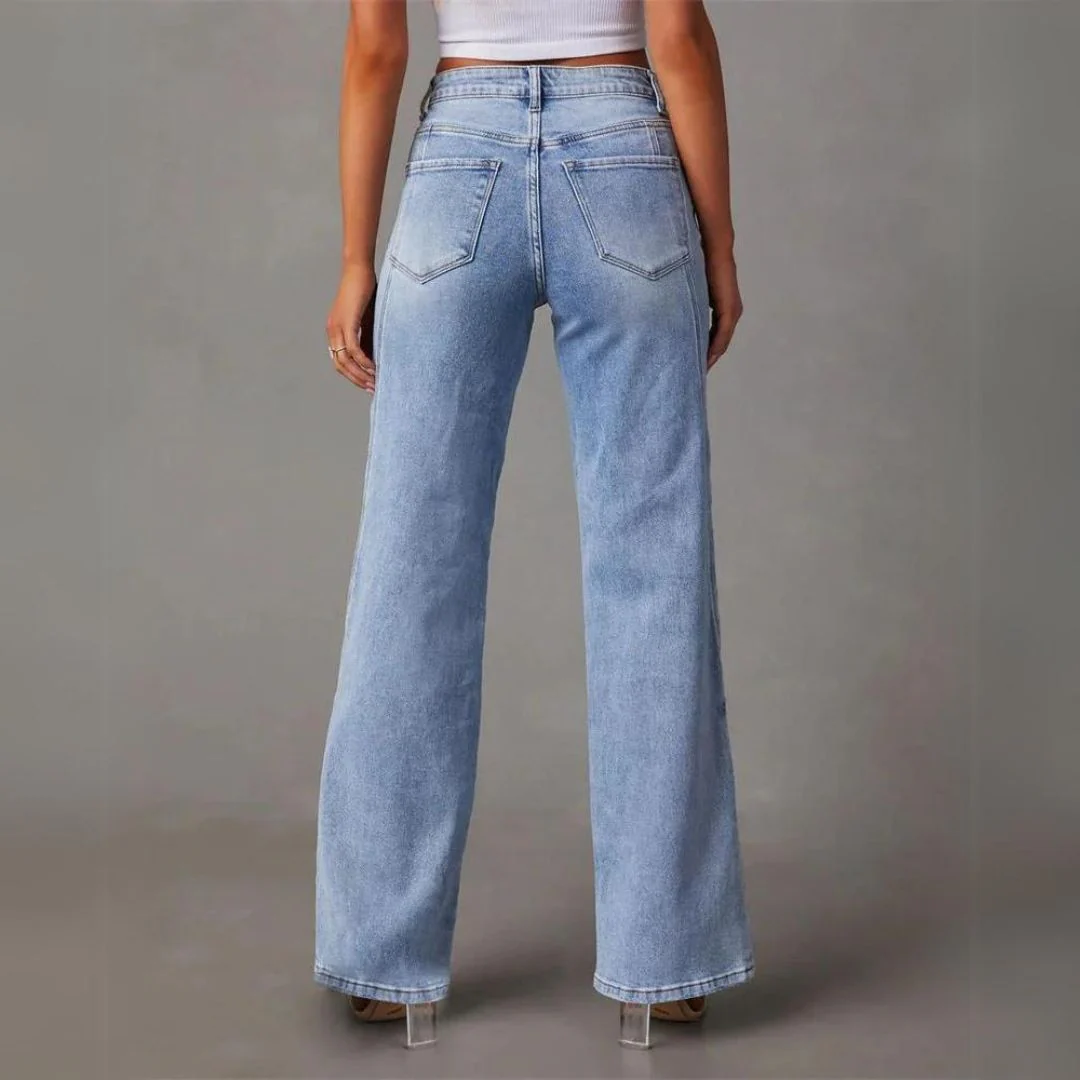Damen-Jeans mit hoher Taille und geradem Schnitt - Image 2