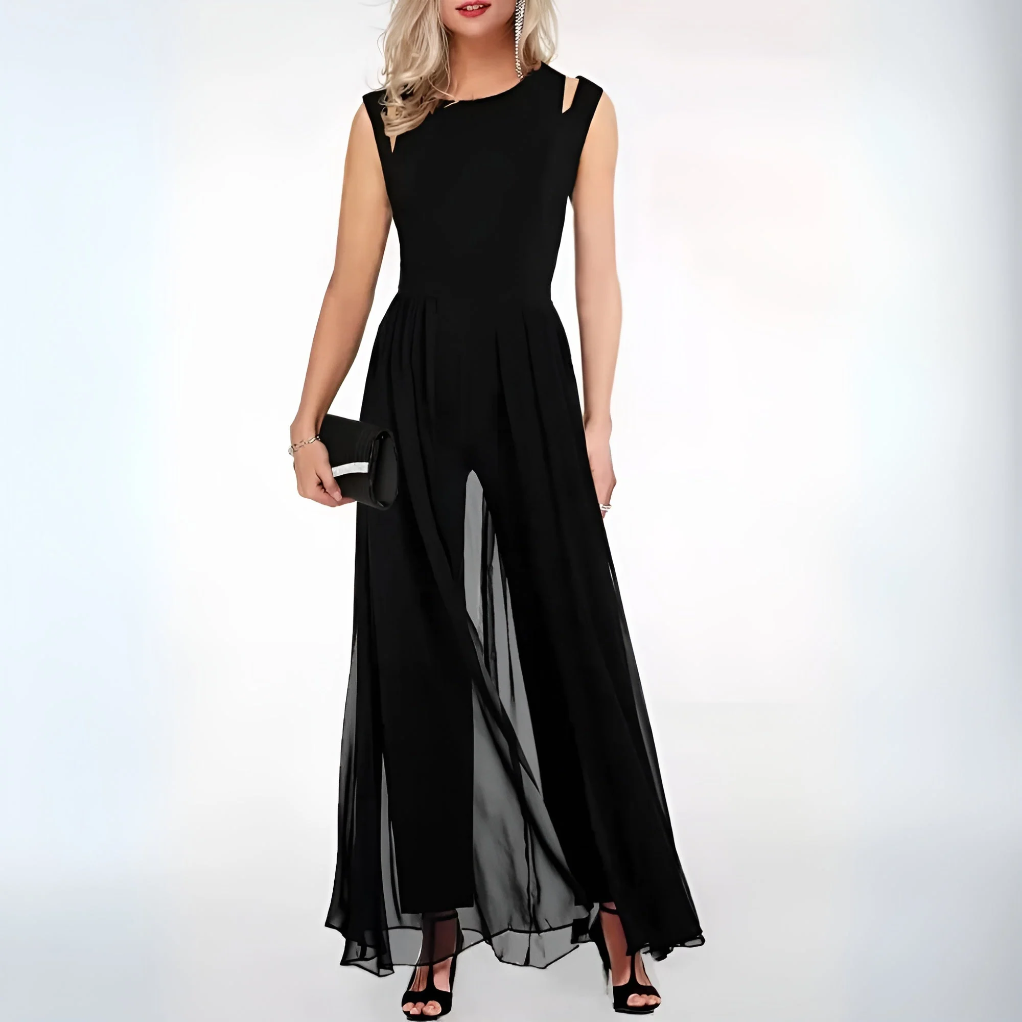 Damen Jumpsuit Ärmellos | weites Bein und lockerer Formverlauf - Image 3