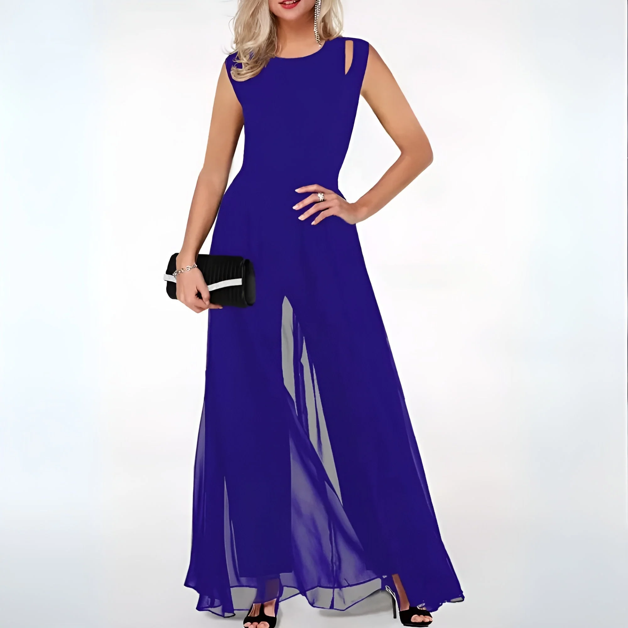 Damen Jumpsuit Ärmellos | weites Bein und lockerer Formverlauf - Image 5