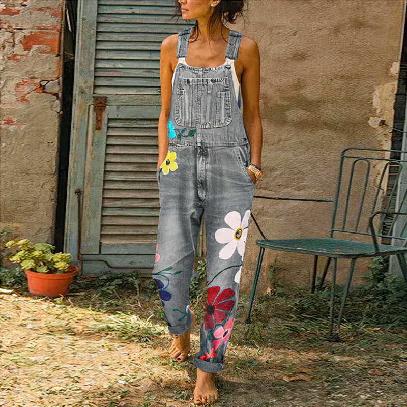 Damen-Jumpsuit aus geblümtem Denim | Sommer - Image 2