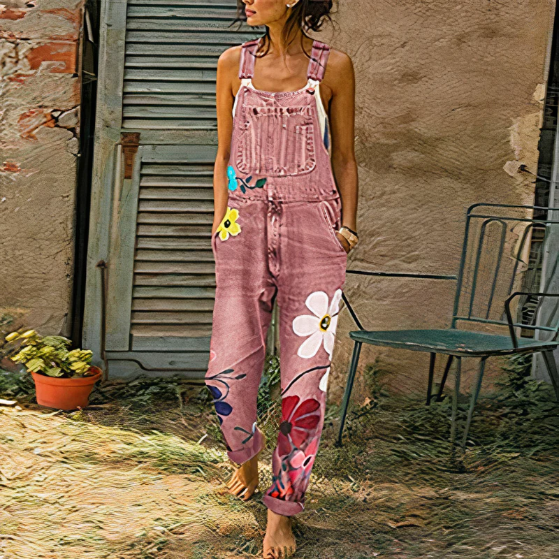 Damen-Jumpsuit aus geblümtem Denim | Sommer - Image 3