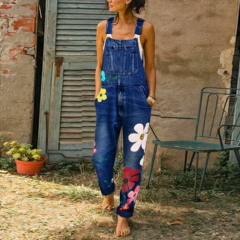 Damen-Jumpsuit aus geblümtem Denim | Sommer - Image 4