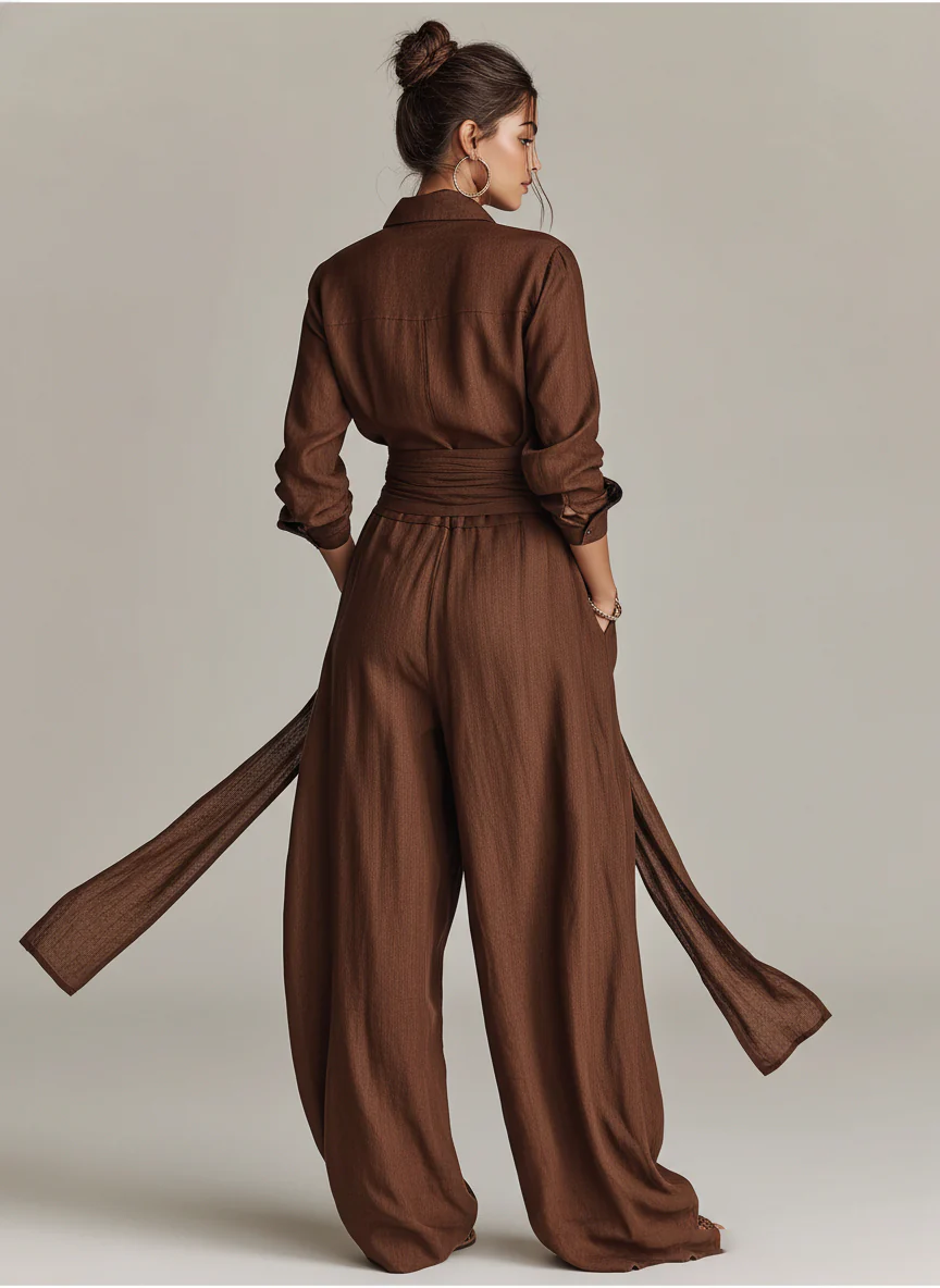 Ingeborg | Damen Jumpsuit Leinen Gürtel Hemdkragen – Leinen Overall Gürtel 2026 - Image 4