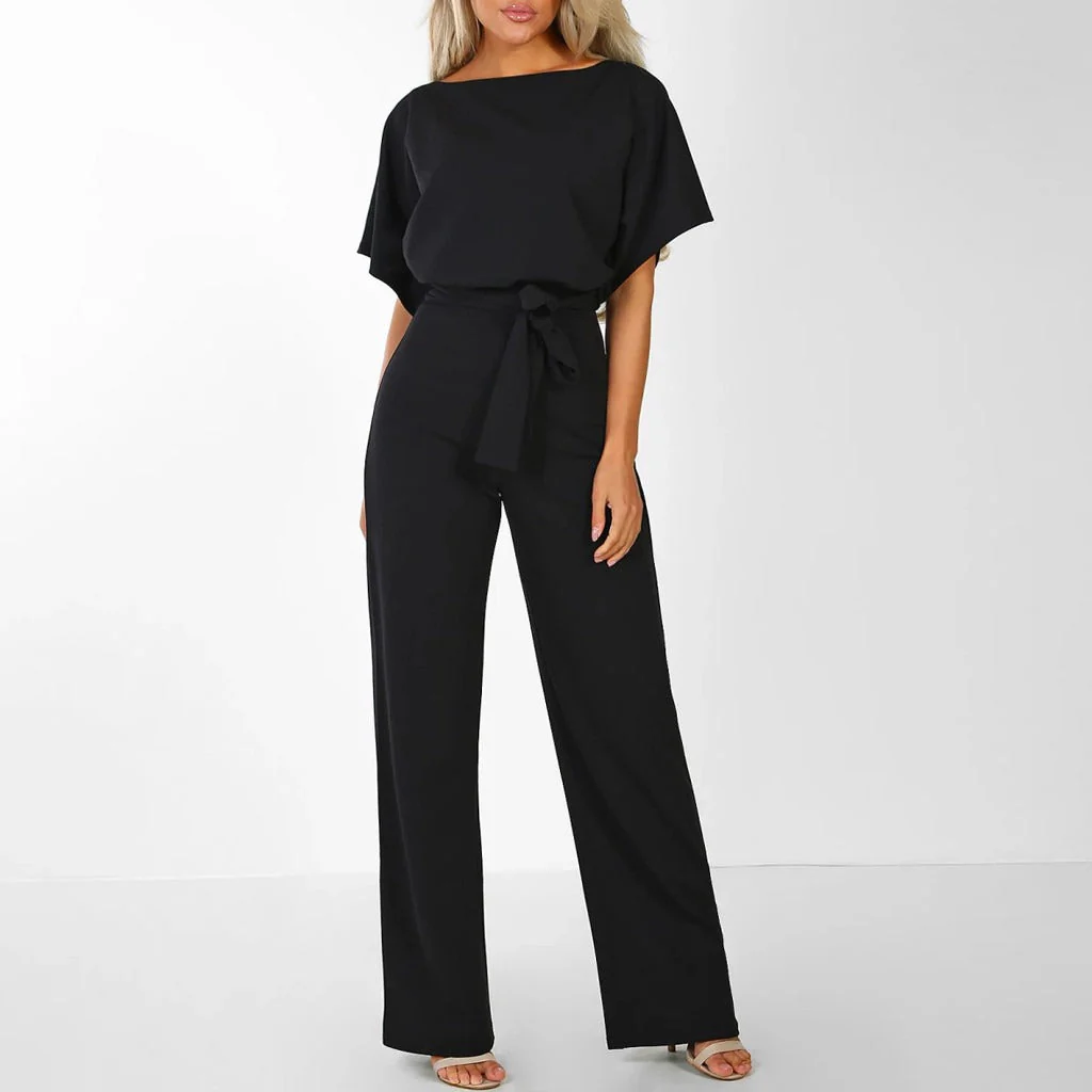 Damen-Jumpsuit Elianne mit weitem Bein und Taillenschnürung - Image 2