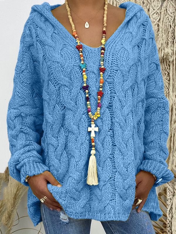 Damen KABELSTRICK HOODIE PULLOVER | MODISCHER, BEQUEMER, VIELSEITIGER - Image 3