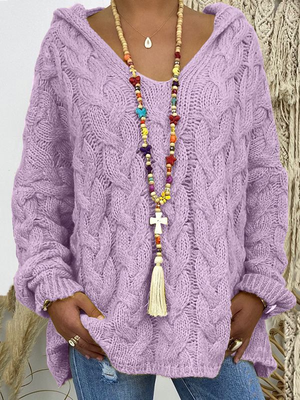 Damen KABELSTRICK HOODIE PULLOVER | MODISCHER, BEQUEMER, VIELSEITIGER - Image 4