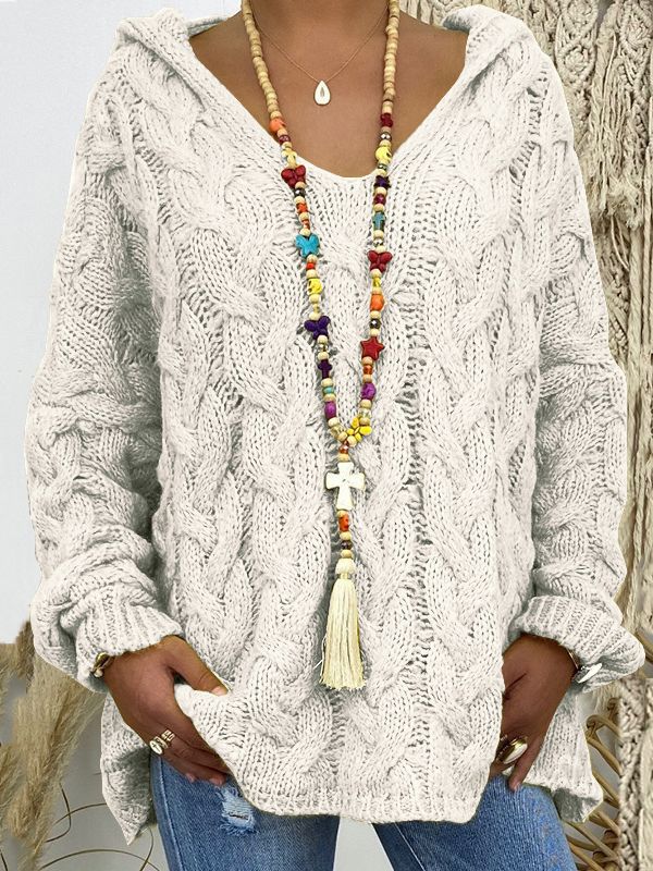 Damen KABELSTRICK HOODIE PULLOVER | MODISCHER, BEQUEMER, VIELSEITIGER - Image 5