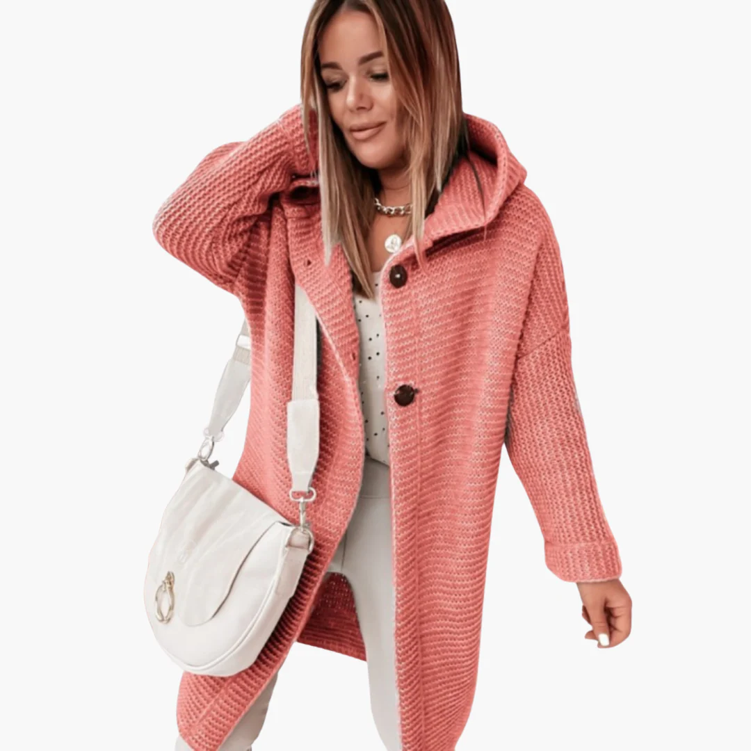 Damen Kapuzen Strickjacke mit offenem Schnitt und langen Ärmeln - Image 2