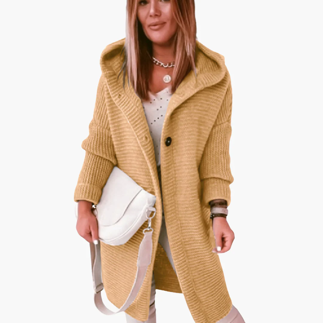 Damen Kapuzen Strickjacke mit offenem Schnitt und langen Ärmeln - Image 4