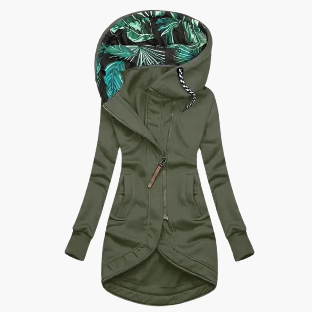 Damen Kapuzenjacke mit asymmetrischem Reißverschluss und Fronttaschen - Image 2