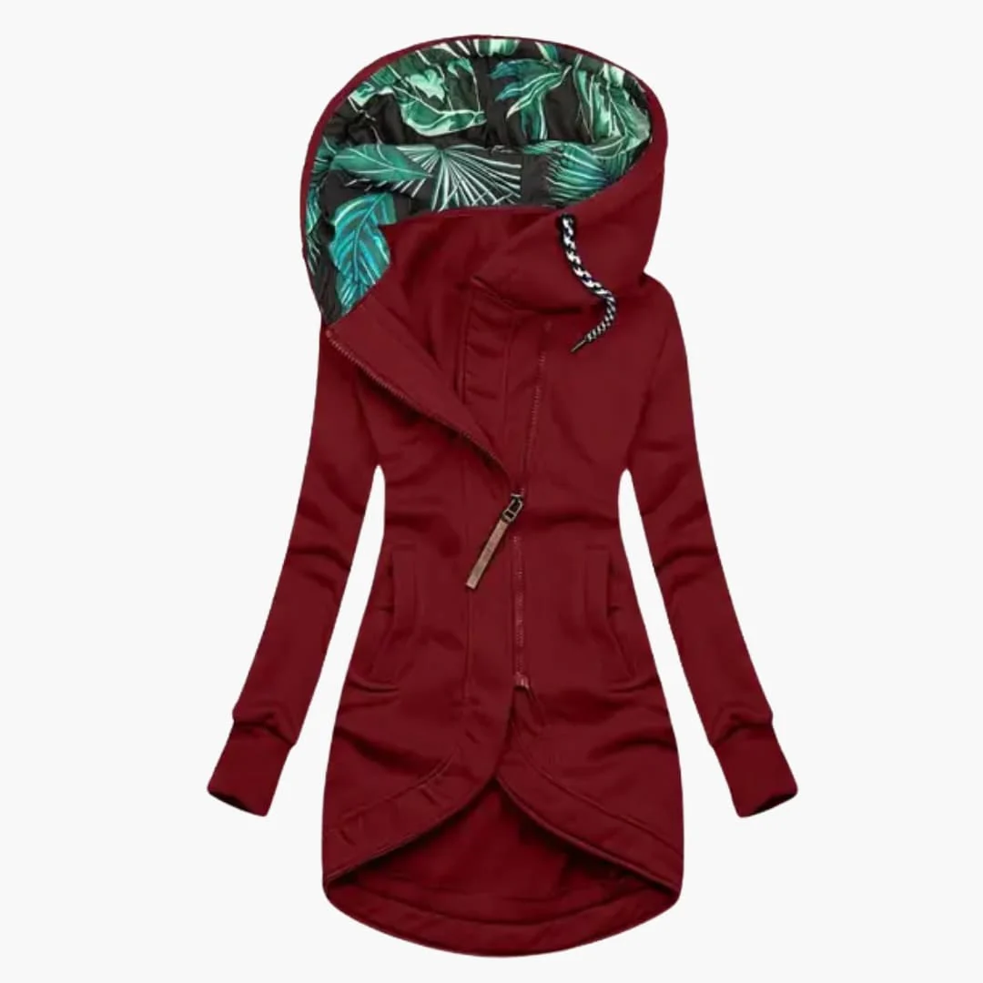 Damen Kapuzenjacke mit asymmetrischem Reißverschluss und Fronttaschen - Image 3