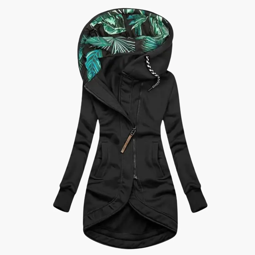 Damen Kapuzenjacke mit asymmetrischem Reißverschluss und Fronttaschen - Image 4