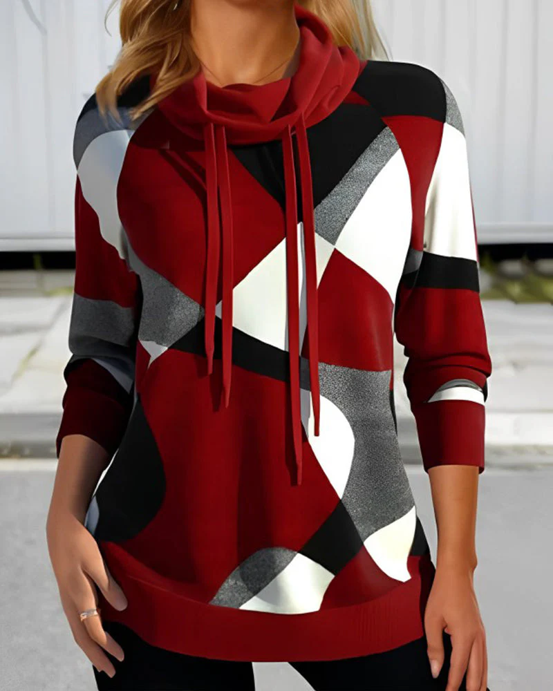 Damen Kapuzenpullover mit geometrischem Drucken | Lange Ärmel - Image 3