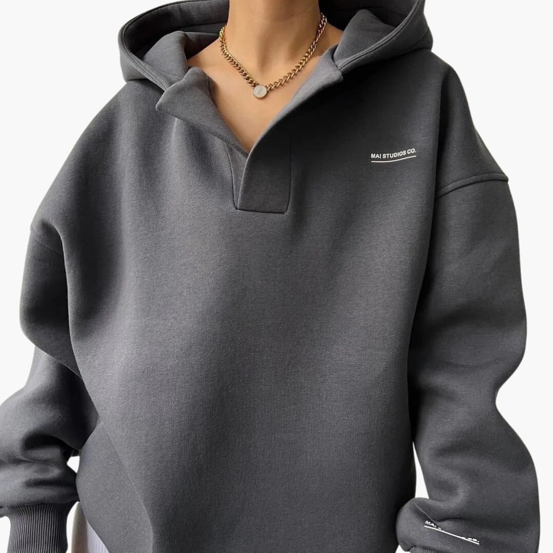 Damen Kapuzenpullover mit Kapuze und überschnittenen Schultern - Image 2