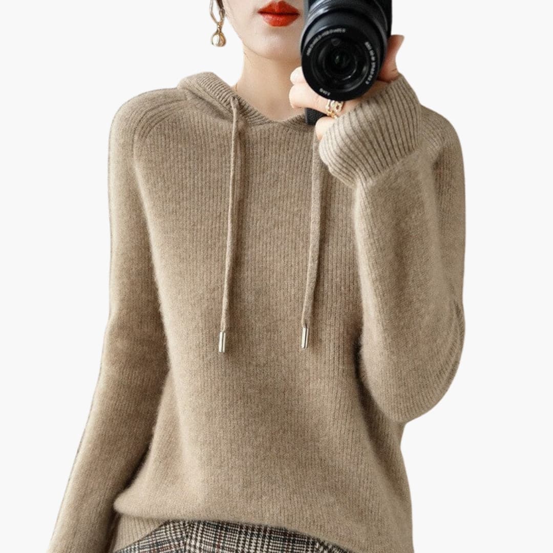 Damen Kapuzenpullover Strick mit Kapuze und langen Ärmeln - Image 3