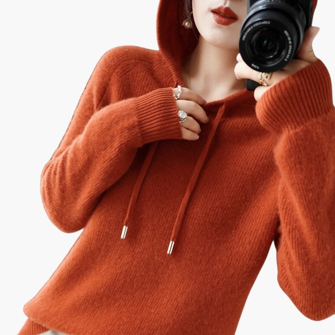 Damen Kapuzenpullover Strick mit Kapuze und langen Ärmeln - Image 4