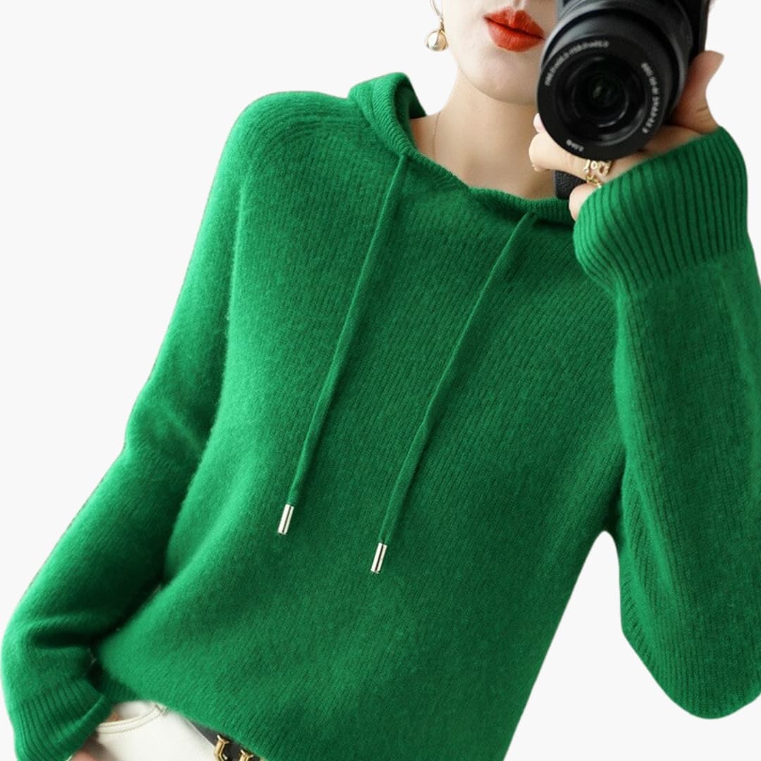 Damen Kapuzenpullover Strick mit Kapuze und langen Ärmeln - Image 5