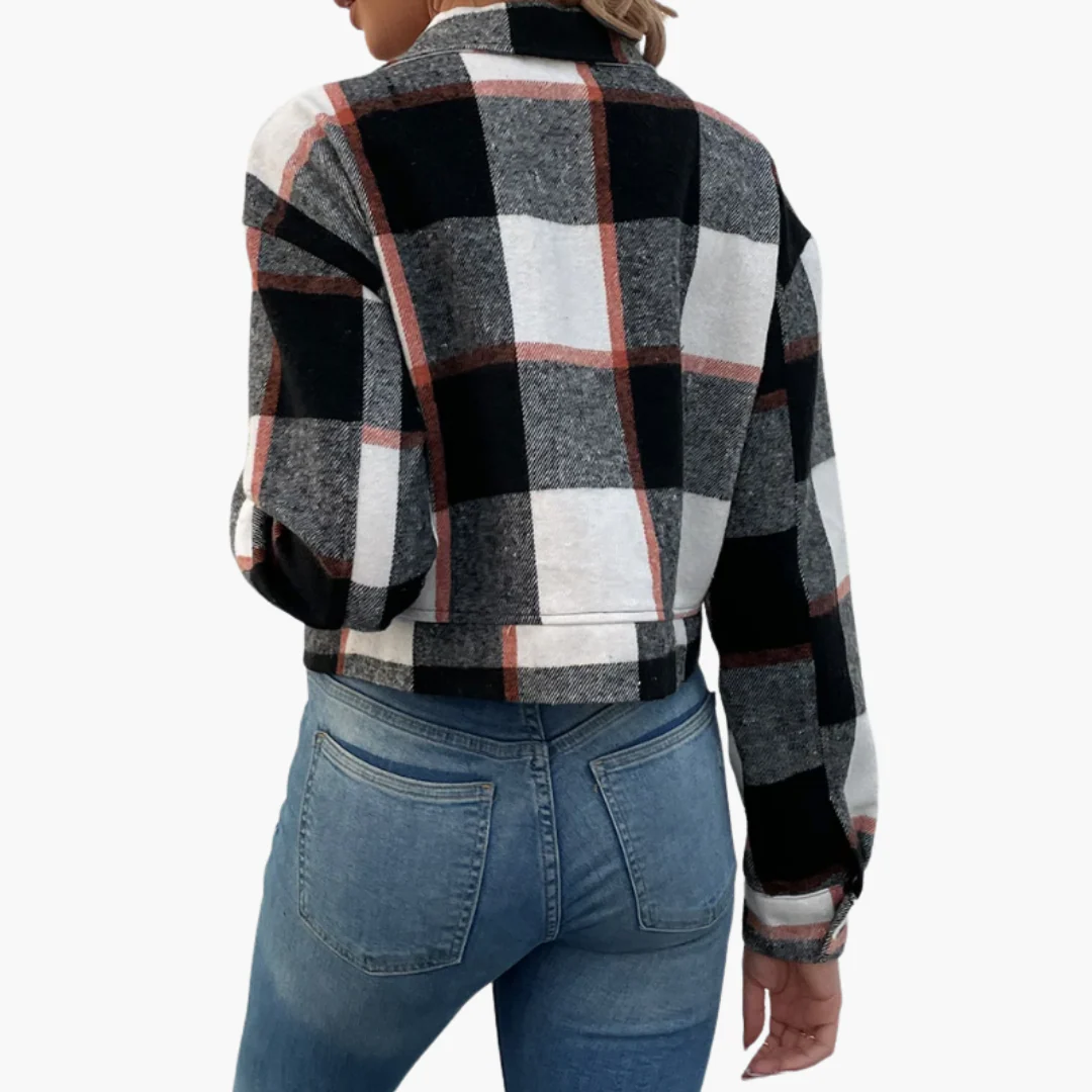 Damen Karierte Jacke mit Knopfverschluss - Image 10