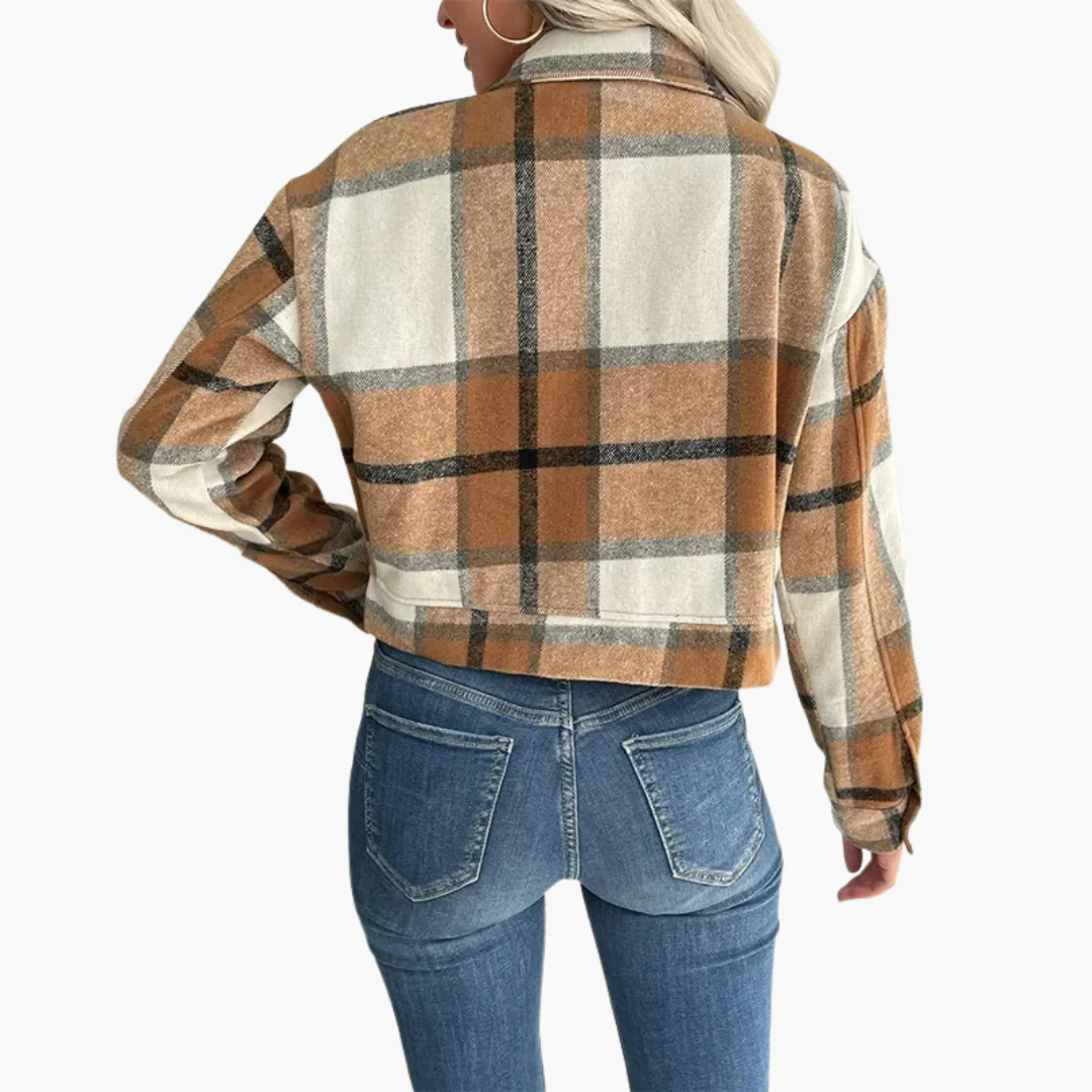 Damen Karierte Jacke mit Knopfverschluss - Image 11