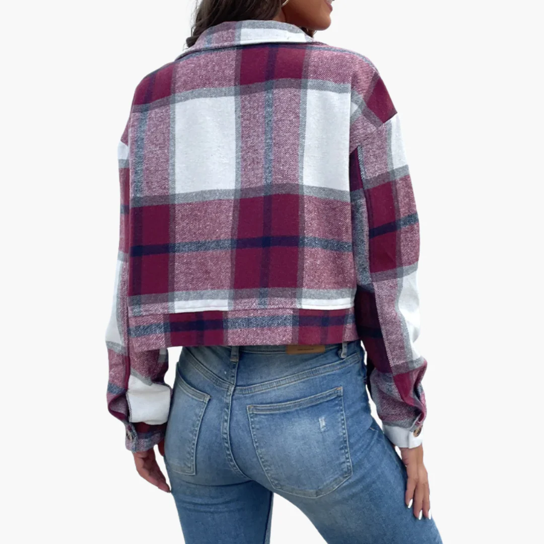 Damen Karierte Jacke mit Knopfverschluss - Image 13