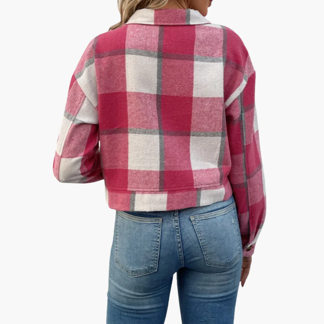 Damen Karierte Jacke mit Knopfverschluss - Image 4